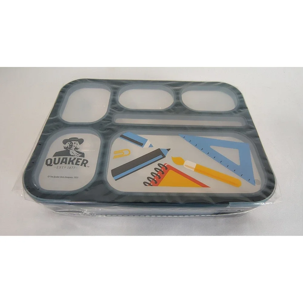 Quaker 5-Compartment 1000ml Plastic Lunch Box Bento w/ Snap Lid Blue - NEW